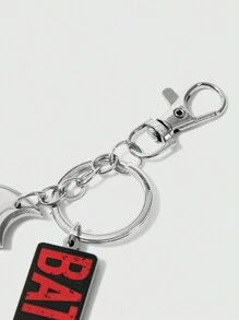 Batman X ROMWE Llavero con logotipo de murciélago y gráfico de letra - Blanco y Negro - Ver 4