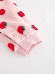 Cozy Pixies 女婴草莓图案羊毛连帽连体衣配长裤