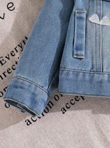 Design Stilvoller süßer Dinosaurier Patchwork Baby Jungen Lässige ausgewaschene vintage hellblaue Denim Jacke