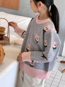 DAZY Girls Round Neck Sweater - Grey - View 4