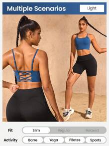SHEIN Sports High-End Slim-Fit Sports Bra For Women - Blue - View 4