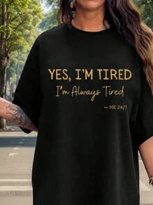 SHEIN LUNE 大码女式字母印花休闲时尚 T 恤连衣裙，夏季黑色 - 黑色 - 查看 3