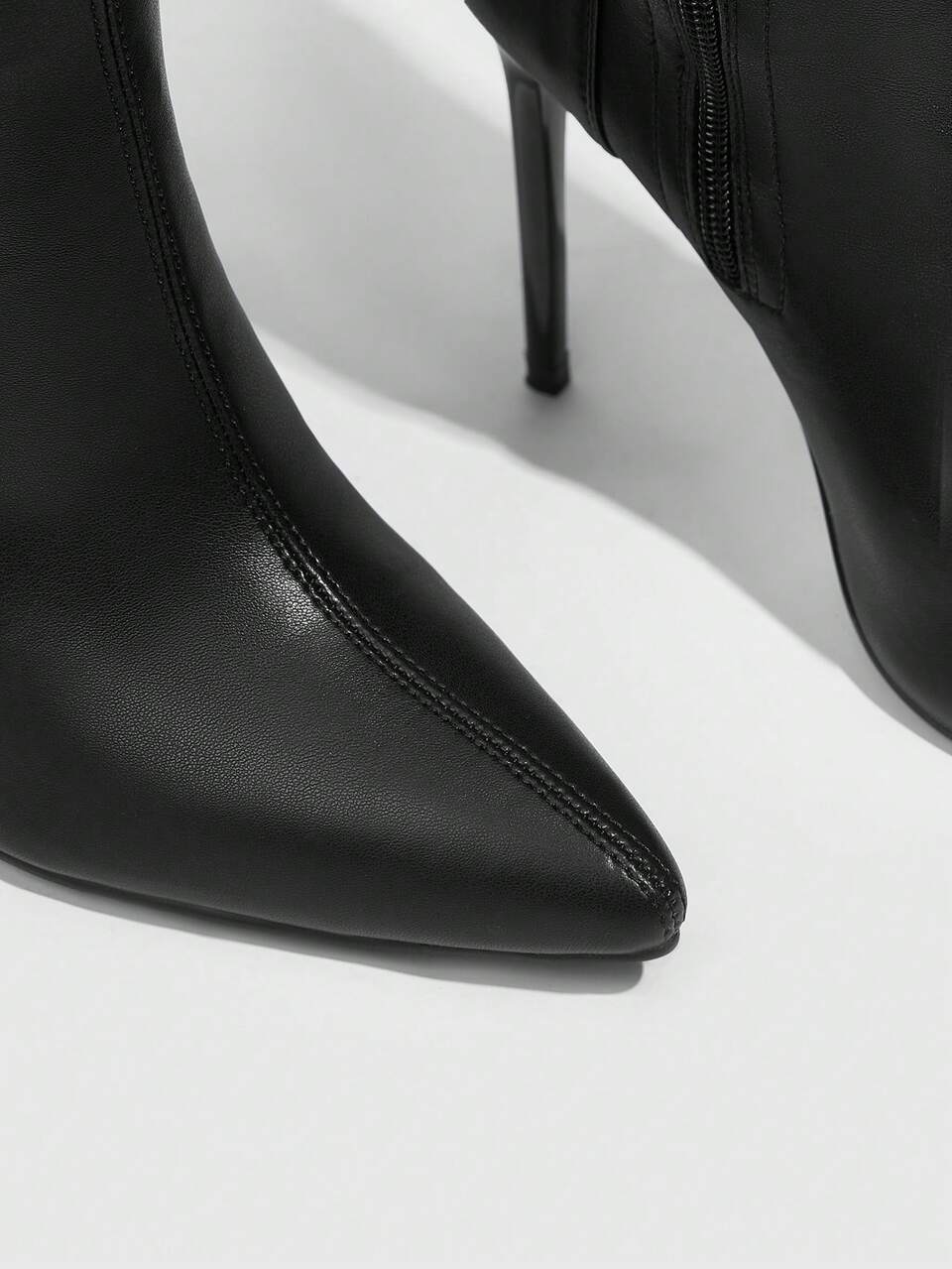 CUCCOO SZL Fashion Pointed Toe Thigh High Boots For Women, Slim Heel, Zipper Design, Party Classic Black Boots For Spring Break Easter For Christmas Spring Shoes