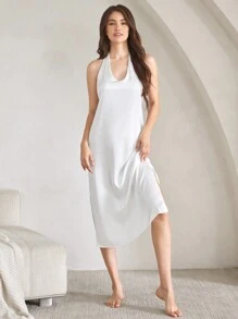 Ocili Váy ngủ hở lưng màu trơn cho nữ - trắng - Xem 4