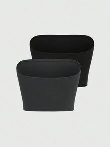 SHEIN Unity Bộ 2 áo crop top đen trơn - Nhiều màu - Xem 2