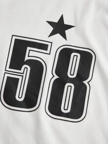 SHEIN EZwear 数码印花插肩袖短款修身 T 恤 - 白色 - 查看 4