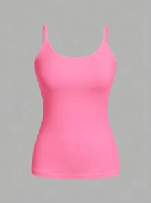 SHEIN EZwear Bộ 2 áo hai dây bó sát màu đen và hồng cỡ lớn dành cho nữ, thích hợp mặc vào mùa hè - Nhiều màu - Xem 2
