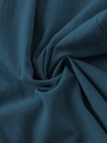 Plus Size Solid Color Front Tie Pocket Casual Pants - Teal Blue - View 5