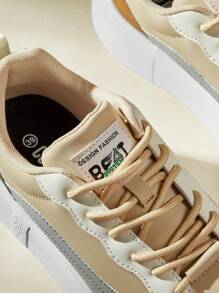 CUCCOO EASI Women Casual Sports Shoes, Leather Splicing Thick Soles, Fashionable And Unique Fall Tainers