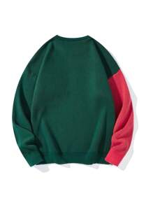 Manfinity Hypemode Men's Cartoon Cat Pattern Round Neck Loose Casual Sweater, Fall & Winter