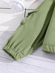 SHEIN Bộ 2 món/Bộ đồ thể thao bó sát thời trang cho bé gái, mùa thu - màu xanh lá - Xem 4