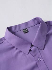 Manfinity Mode Men's Front Button Short Sleeve Casual Top - Lilac Purple - View 6