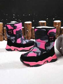 冬季高帮保暖内衬保暖防风舒适儿童靴子，适合圣诞节