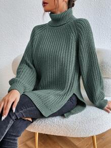 SHEIN Frenchy Jersey de cuello alto liso y minimalista, de manga larga, para uso diario casual, tops de manga larga