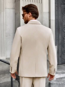 Manfinity Mode Traje formal casual de hombre con solapa muescada y abotonadura sencilla - Caqui - Ver 6