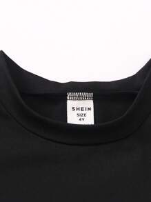 SHEIN YoungBoy 百搭简约百搭字母印花圆领T恤和短裤2件套，适合春夏季 - 彩色 - 查看 3