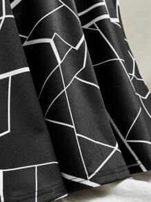 SHEIN EZwear 女式随机花卉印花休闲迷你裙，夏季 - 黑色 - 查看 3