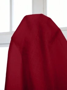 SHEIN Clasi Plus Size Women Fall Women  Solid Color Notch V-Neck Batwing Sleeve Loose Shirt - Red - View 6