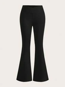 SHEIN EZwear Set de 2 pantalones holgados informales con diseño de cruz en la pretina, en tallas grandes en negro y marrón