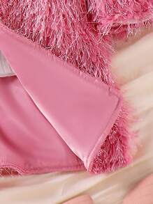 SHEIN Long Warm Fuzzy Outerwear Coat For Young Girl