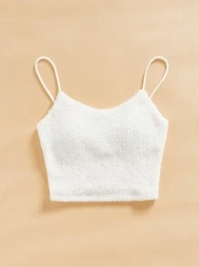 SHEIN Essnce Áo ba lỗ lông cừu màu trơn thường ngày cho nữ mùa thu Áo ba lỗ hở lưng ôm vừa vặn, đệm ngực bó sát, áo ba lỗ cơ bản, áo nữ, áo ba lỗ không cần áo ngực, quần áo mùa thu cho nữ - trắng - Xem 9