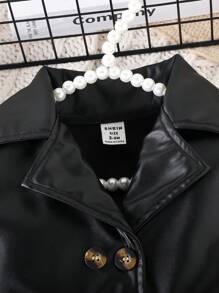 Baby Girl Fashion Lapel Collar Double-Breasted Long Sleeve Jacket, Fall/Winter