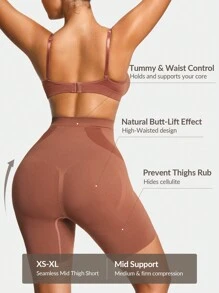 SHAPORA Tóm tắt liền mạch đơn giản màu trơn của phụ nữ - Gỗ đỏ - Xem 2