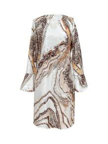 Women's Vacation Casual Marble Print Flared Sleeve Dress - Multicolor - View 3