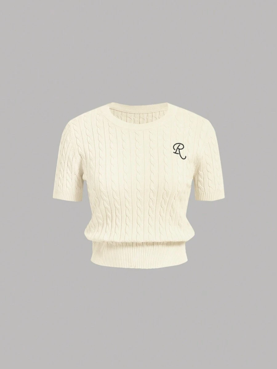 SHEIN MOD Soft Cable Knit Sweater For Women, Summer And Autumn - Beige - View 1