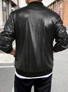 Manfinity AFTRDRK Men's Zipper Baseball Collar Long Sleeve Hip-Hop Style Jacket,Halloween - Black - View 2