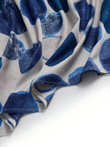 SHEIN LUNE Women's Summer Round Neck Loose Geometric Print Smock Dress - Multicolor - View 6