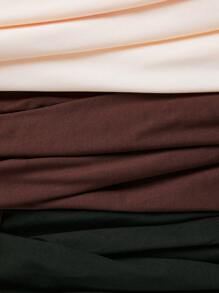 SHEIN LUNE 大码 V 领短袖中长款汗衫 - 彩色 - 查看 3