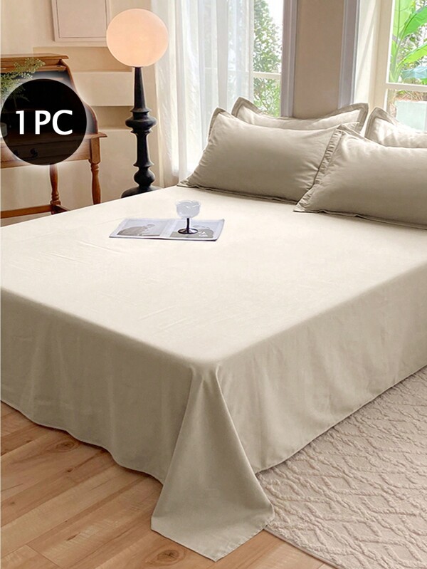 1pc 100%Polyester Lightweight And Breathable Solid Color Flat Sheet, Modern Composite Fabric Bedding Flat Sheet For Bedroom