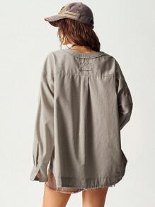 Bohemela Áo sơ mi sọc đi nghỉ cho nữ, mùa thu - màu nâu - Xem 2