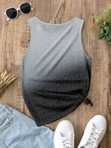 SHEIN LUNE Women Casual Ombre Color Block Round Neck Sleeveless Tank Top, Summer