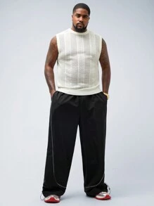 Manfinity VCAY Plus Size Men's Casual Hollow-Out Knitted Vest, Suitable For Autumn And Winter - White - View 4