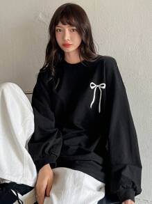 Dazy-Less Women's Casual Loose Fit Butterfly Print Drop Shoulder Baggy Sweatshirt, Spring Autumn