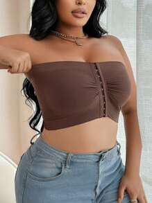 Front Closure Seamless Brassiere For Larger Sizes - Coffee Brown - View 5