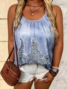 SHEIN LUNE 大码女式夏季花卉印花宽松休闲吊带背心 - 彩色 - 查看 1