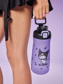 HELLO KITTY AND FRIENDS | SHEIN 1100ml Cartoon Kuromi Printed Purple Tritan Flip-Top Water Bottle With Handle - Purple - View 2