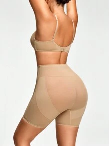 SHAPORA Shaping High-Waisted Mid Thigh Shapewear Short Bottom Body Shaper Butt Lifter-Tummy Waist Thigh Control - Apricot - View 7