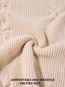 Chillumni Men's Plus Size Solid Color Simple Daily Crew Neck Long Sleeve Sweater - Apricot - View 4