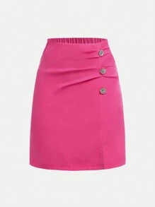 2pcs Set - Teenager Girls Elegant Solid Color Ruffle Long Sleeve Short Jacket Coat & Mini Skirt Outfit - Black and White - View 9