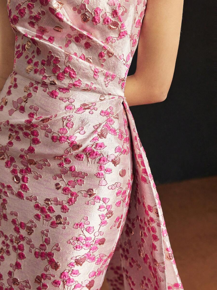 MOTF Soiréza FLORAL JACQUARD DRAPED SIDE TUBE EVENING DRESS - Multicolor - View 2