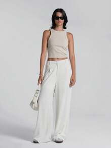LYSMO Pantalones anchos de lino para mujer - Albaricoque - Ver 6