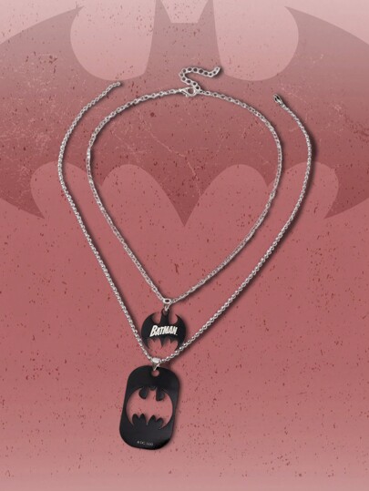 Batman X ROMWE Letter And Bat Pattern Necklace Set