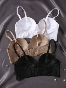 SHEIN 3 件套浪漫性感无缝无肩带抹胸，带可调节肩带，夏季