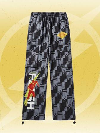 THE FLASH X ROMWE Men's Casual Printed Simple Trousers