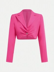 2pcs Set - Teenager Girls Elegant Solid Color Ruffle Long Sleeve Short Jacket Coat & Mini Skirt Outfit - Black and White - View 4