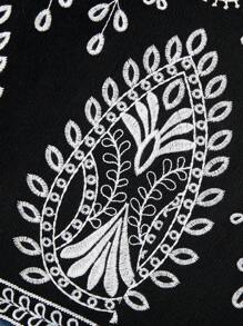 GENKIRA Chaqueta sin mangas elegante con bordado en contraste para mujer, estilo occidental retro - Negro - Ver 4